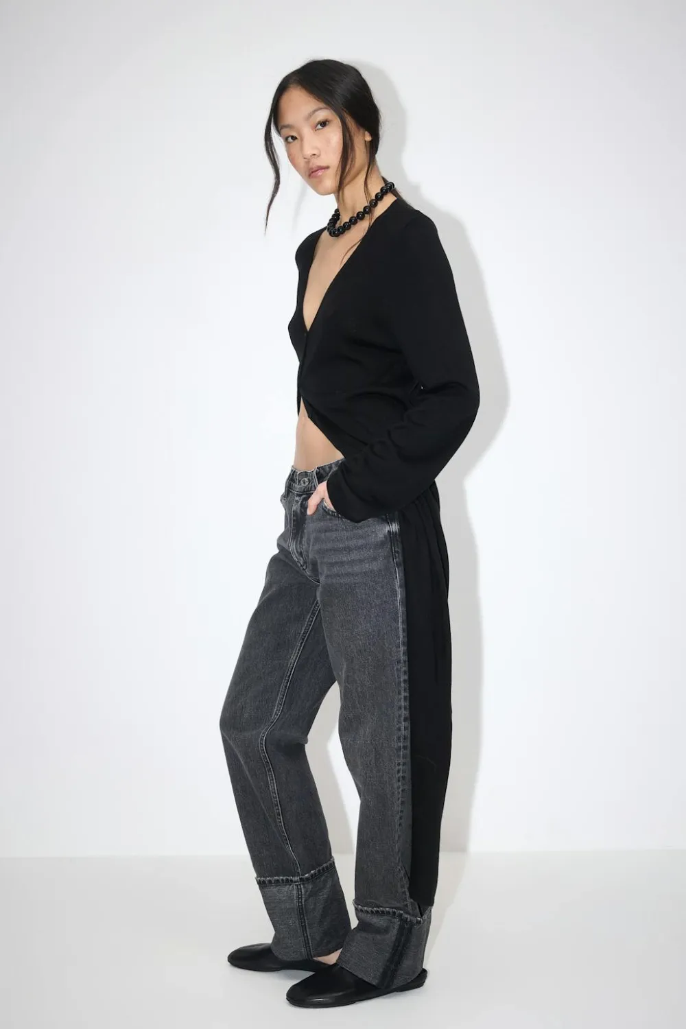 Gina Tricot Remade fold up jeans Svart New