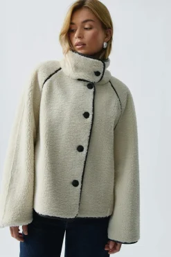 Gina Tricot Reveribe teddy jacket Hvit Sale