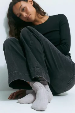 Gina Tricot Ribbed socks Grå Discount