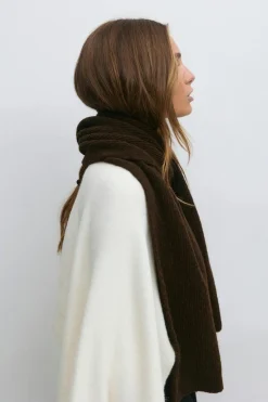 Gina Tricot Rib knitted scarf Brun Outlet