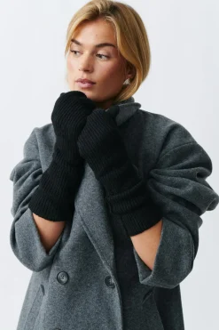 Gina Tricot Rib mittens Svart Clearance