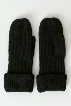 Gina Tricot Rib mittens Svart Clearance