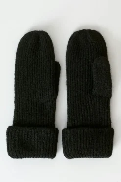 Gina Tricot Rib mittens Svart Clearance
