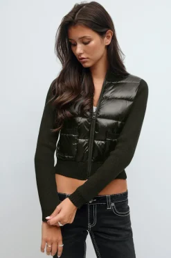 Gina Tricot 14+ rib puffer jacket Svart