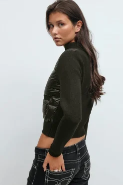 Gina Tricot 14+ rib puffer jacket Svart
