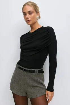Gina Tricot Ruched drapy top Svart Best