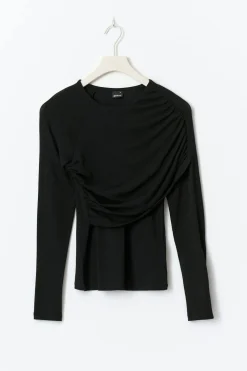 Gina Tricot Ruched drapy top Svart Best