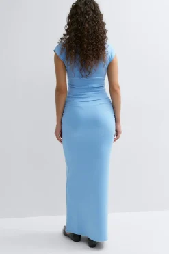 Gina Tricot Ruched axi kirt Blå Sale