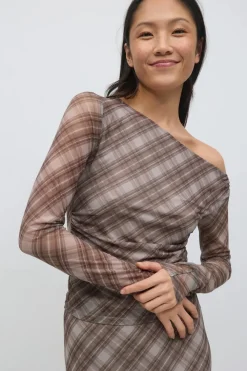 Gina Tricot Ruched eh top Brun