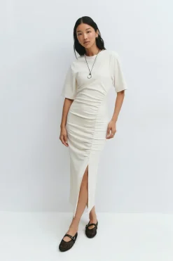 Gina Tricot Ruched tee dre Hvit Outlet