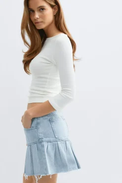 Gina Tricot Ruffle babe denim skirt Blå Hot