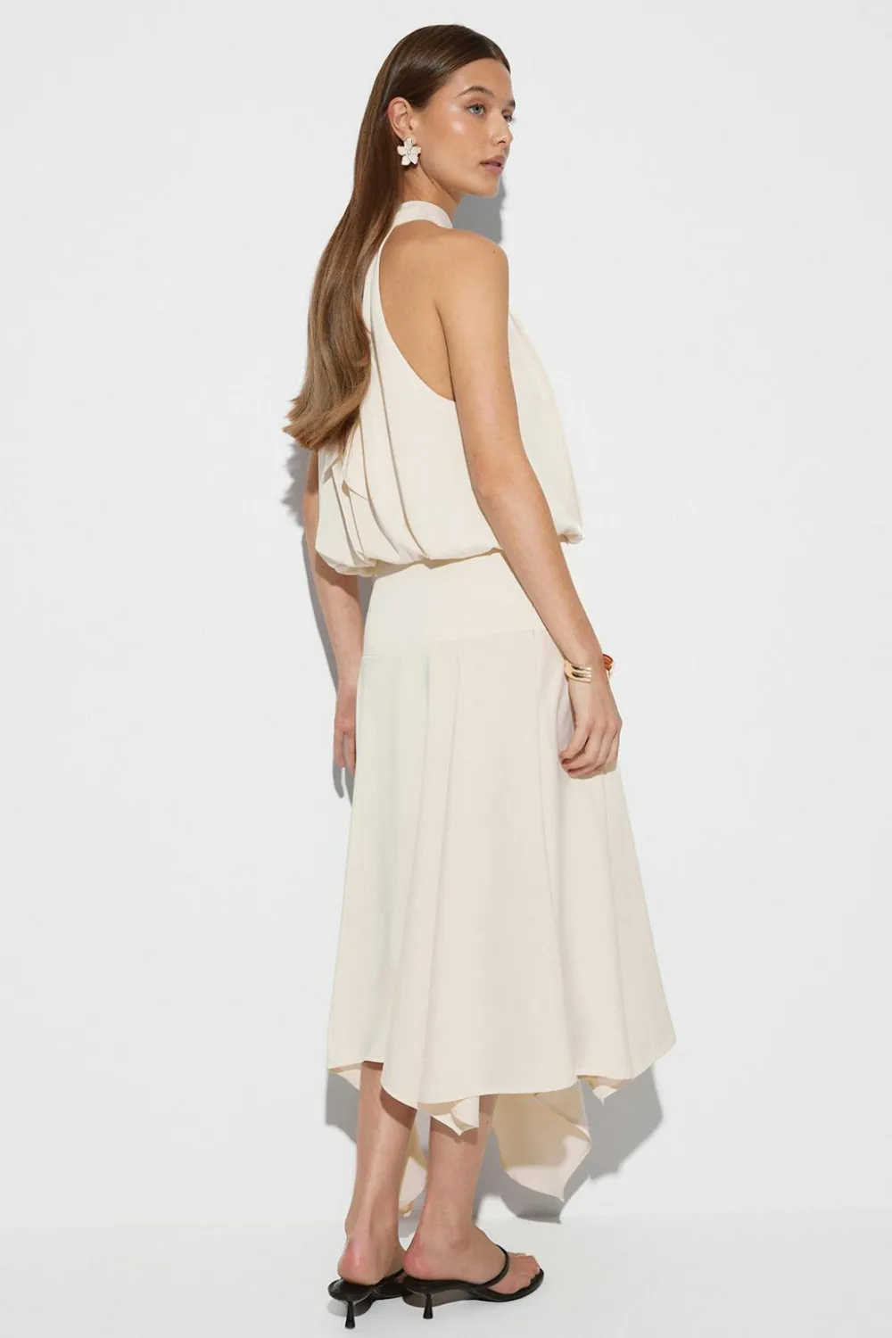 Gina Tricot Satin asymmetric skirt Hvit Outlet