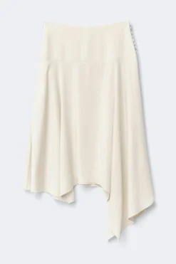 Gina Tricot Satin asymmetric skirt Hvit Outlet