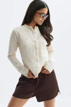 Gina Tricot atin drawtring hort Brun Sale