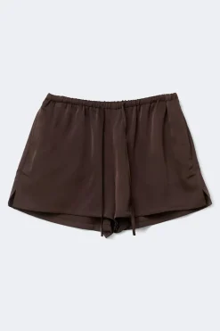 Gina Tricot atin drawtring hort Brun Sale
