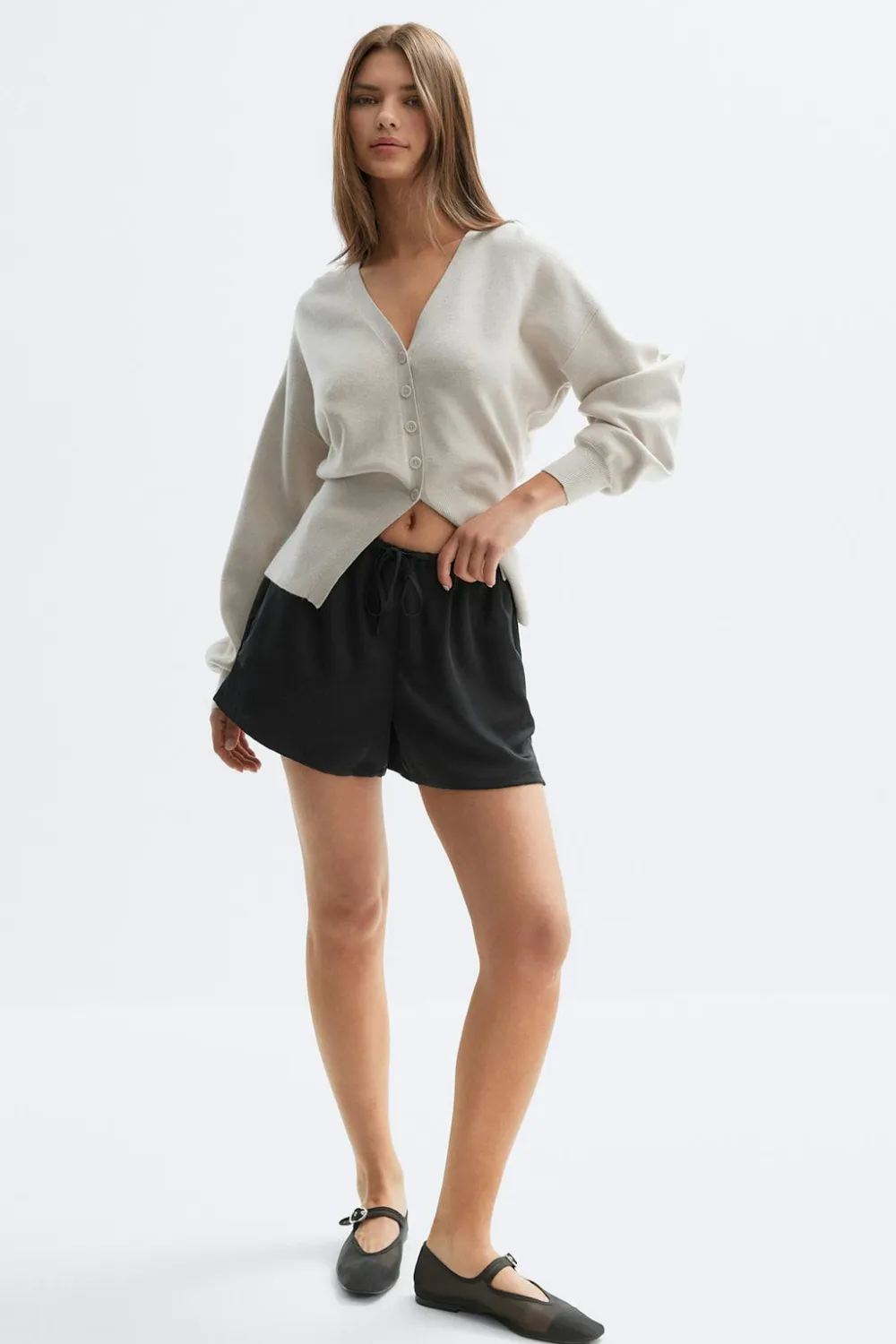 Gina Tricot atin drawtring hort Svart Best