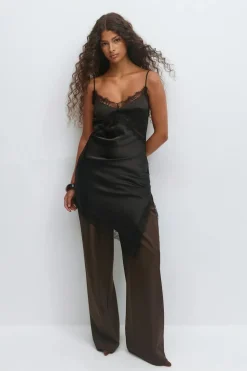 Gina Tricot Satin dress Svart Outlet