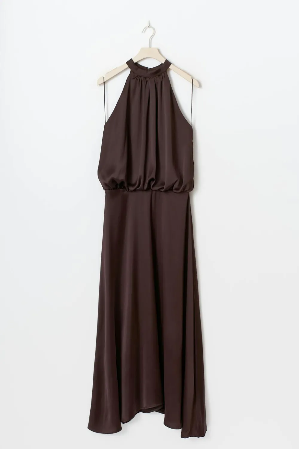 Gina Tricot Satin halterneck maxi dress Brun Sale