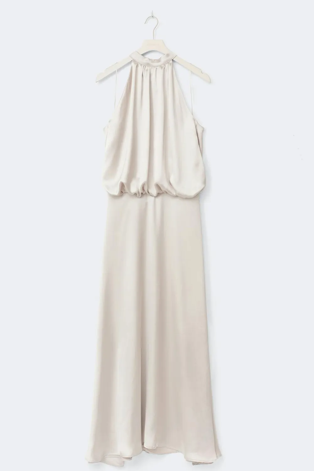 Gina Tricot Satin halterneck maxi dress Beige Discount