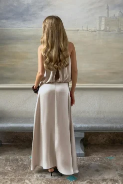 Gina Tricot Satin halterneck maxi dress Beige Discount
