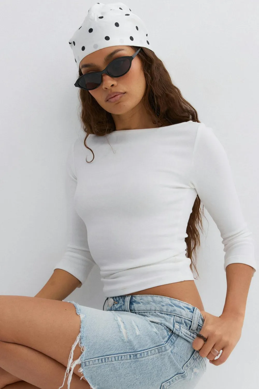 Gina Tricot Satin head scarf Hvit Outlet