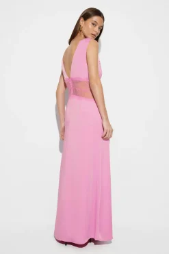 Gina Tricot Satin lace maxi dress Rosa Sale