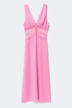 Gina Tricot Satin lace maxi dress Rosa Sale