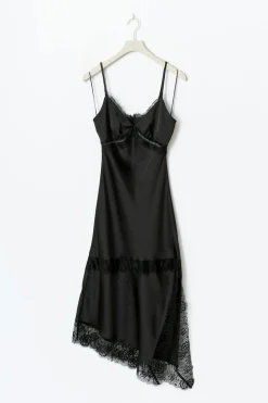 Gina Tricot Satin lace midi dress Svart Online