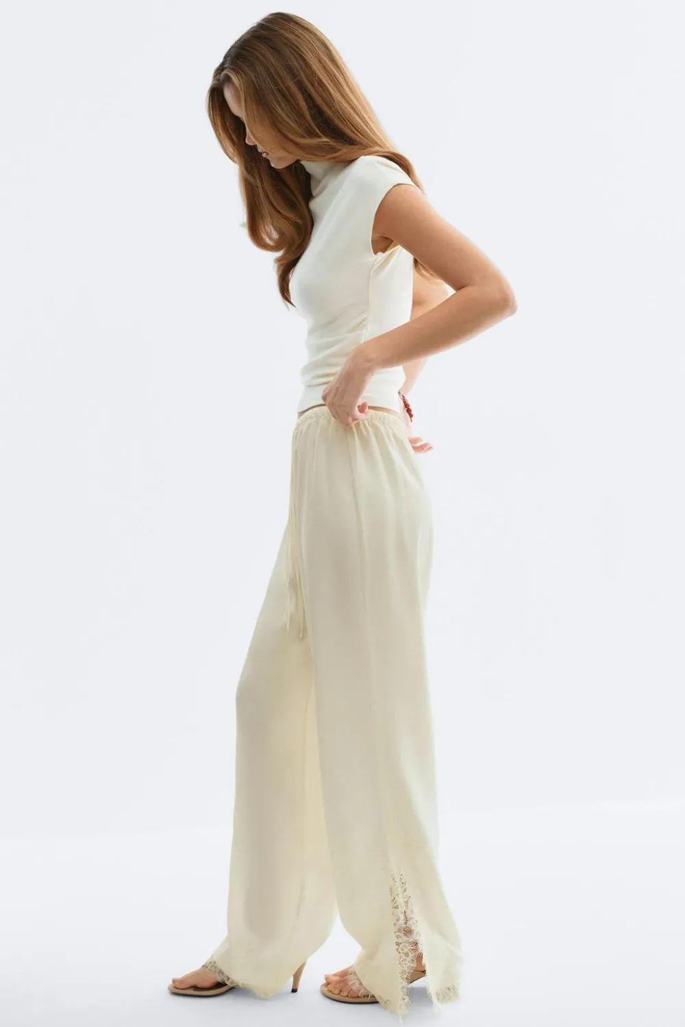 Gina Tricot atin ace trouer Hvit New