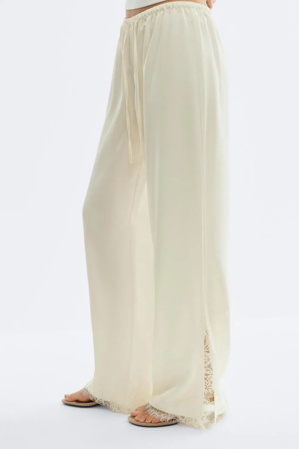 Gina Tricot atin ace trouer Hvit New