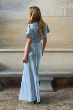 Gina Tricot Satin maxi dress Blå Discount