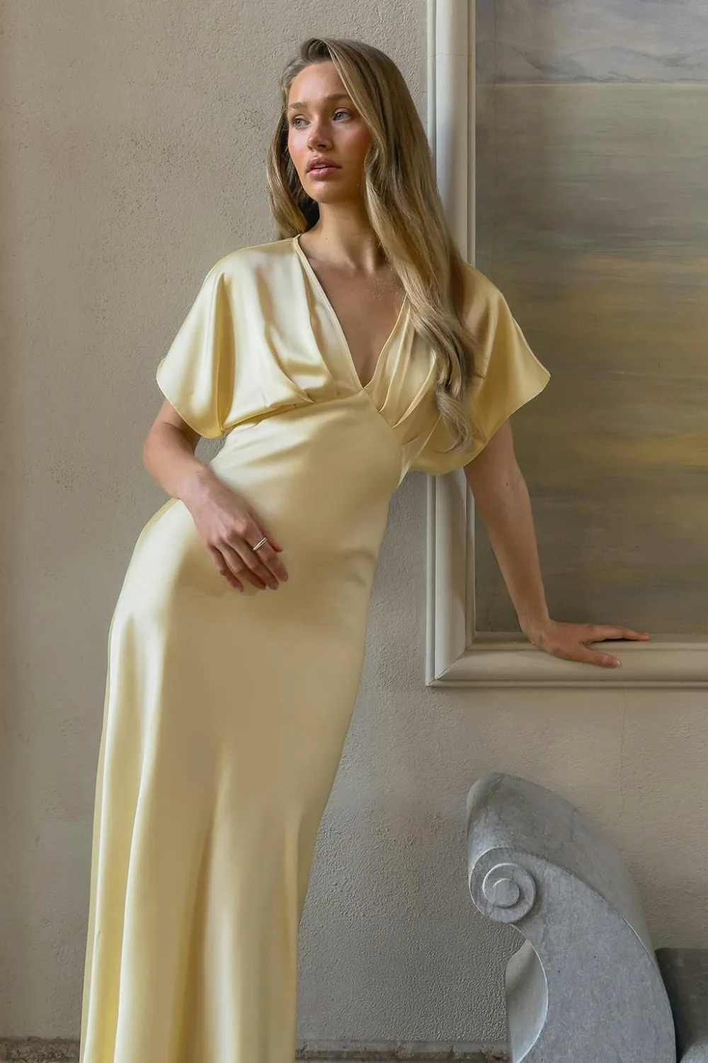 Gina Tricot Satin maxi dress Gul