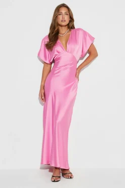 Gina Tricot Satin maxi dress Rosa Outlet