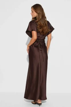 Gina Tricot Satin maxi dress Brun Online