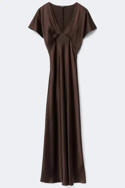 Gina Tricot Satin maxi dress Brun Online