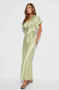 Gina Tricot Satin maxi dress Grønn Best