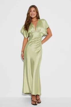 Gina Tricot Satin maxi dress Grønn Best