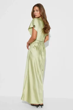 Gina Tricot Satin maxi dress Grønn Best