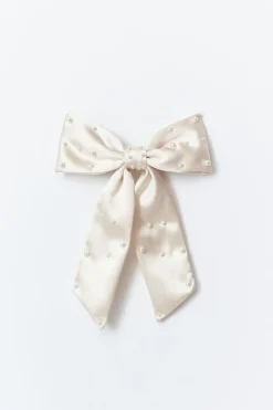 Gina Tricot Satin pearl bow hair clip Hvit