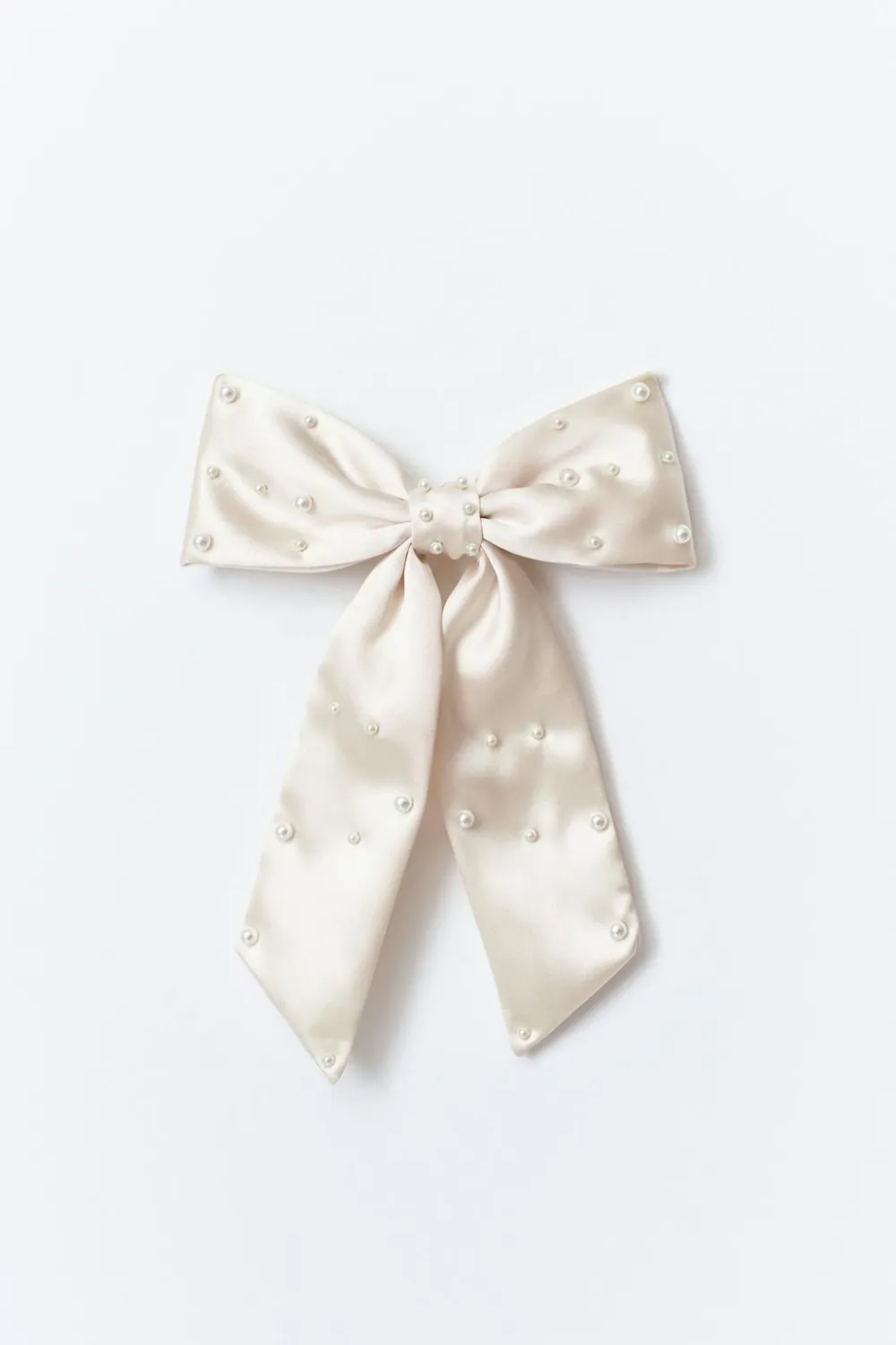 Gina Tricot Satin pearl bow hair clip Hvit