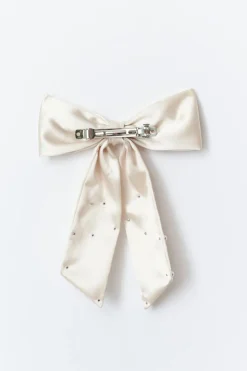 Gina Tricot Satin pearl bow hair clip Hvit