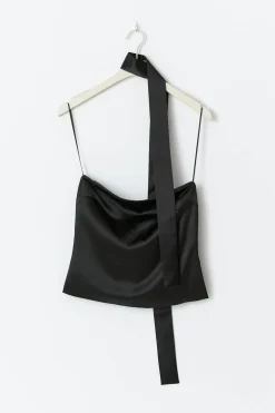 Gina Tricot Satin scarf top Svart