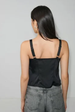 Gina Tricot Satin singlet Svart Online
