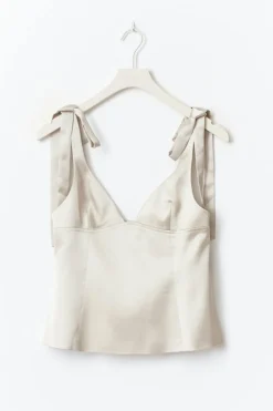 Gina Tricot 14+ atin tie top Beige Outlet