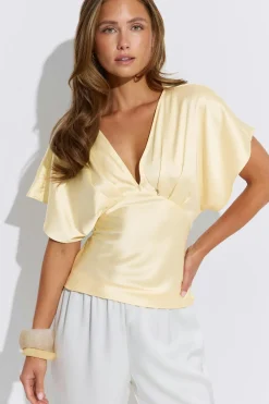 Gina Tricot Satin top Gul New