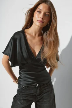 Gina Tricot Satin top Svart Outlet