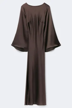 Gina Tricot Satin wide sleeve maxi dress Brun Outlet