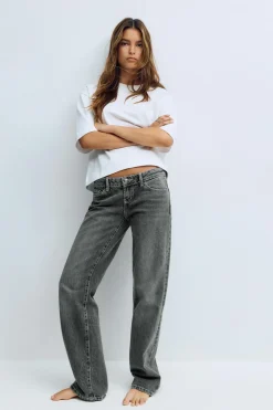 Gina Tricot Scandi low straight jeans Grå Outlet