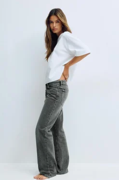 Gina Tricot Scandi low straight jeans Grå Outlet