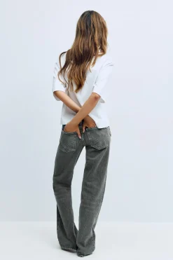 Gina Tricot Scandi low straight jeans Grå Outlet
